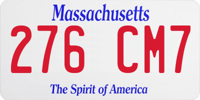 MA license plate 276CM7