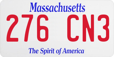 MA license plate 276CN3