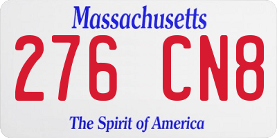 MA license plate 276CN8