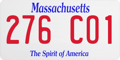 MA license plate 276CO1