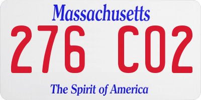 MA license plate 276CO2