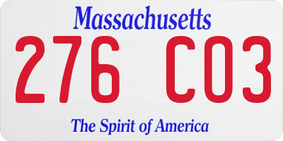 MA license plate 276CO3