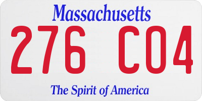 MA license plate 276CO4