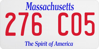 MA license plate 276CO5