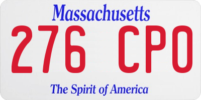 MA license plate 276CP0