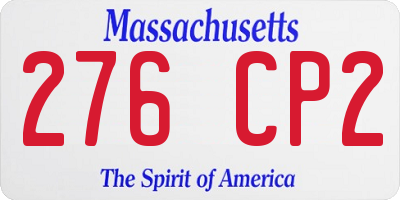 MA license plate 276CP2