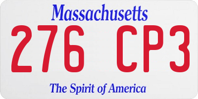 MA license plate 276CP3
