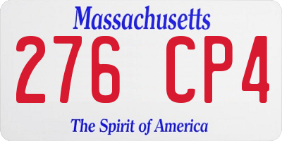 MA license plate 276CP4