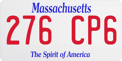 MA license plate 276CP6