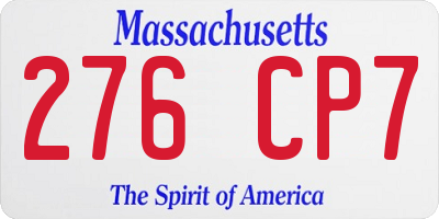 MA license plate 276CP7