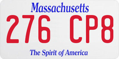 MA license plate 276CP8