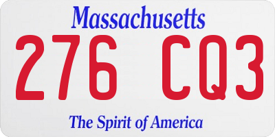 MA license plate 276CQ3