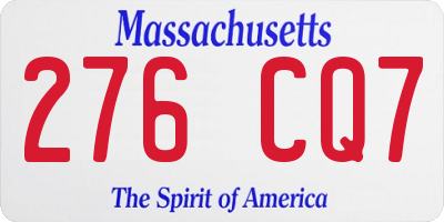 MA license plate 276CQ7