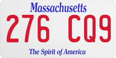 MA license plate 276CQ9