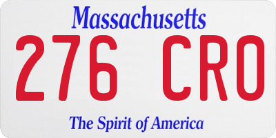 MA license plate 276CR0