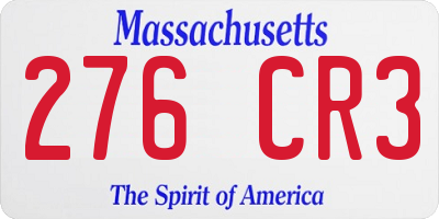 MA license plate 276CR3