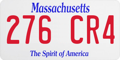MA license plate 276CR4