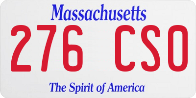 MA license plate 276CS0
