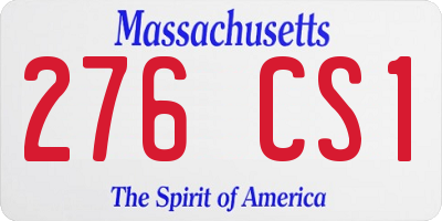 MA license plate 276CS1