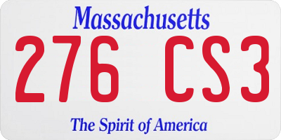 MA license plate 276CS3