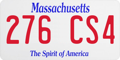 MA license plate 276CS4