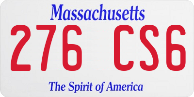 MA license plate 276CS6