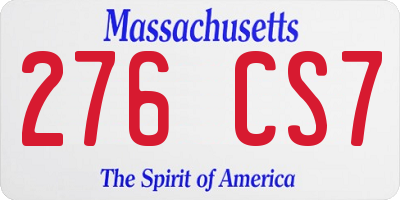 MA license plate 276CS7