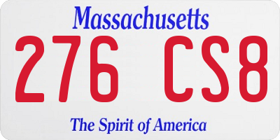 MA license plate 276CS8