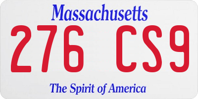 MA license plate 276CS9