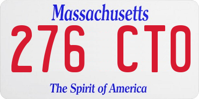 MA license plate 276CT0