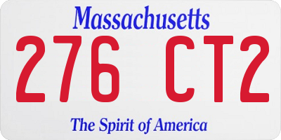 MA license plate 276CT2