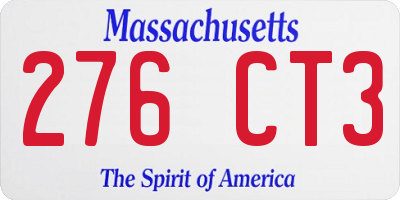 MA license plate 276CT3