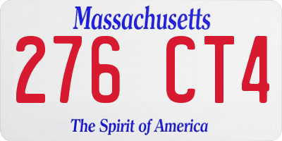 MA license plate 276CT4
