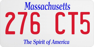 MA license plate 276CT5