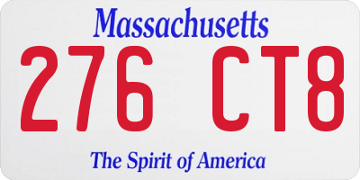 MA license plate 276CT8