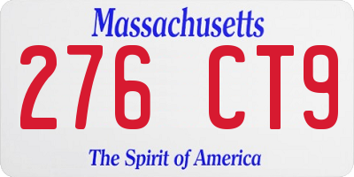 MA license plate 276CT9