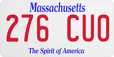 MA license plate 276CU0