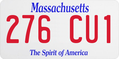 MA license plate 276CU1