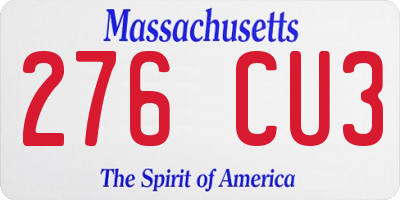 MA license plate 276CU3
