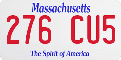 MA license plate 276CU5