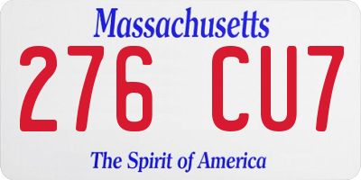 MA license plate 276CU7
