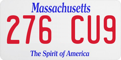 MA license plate 276CU9