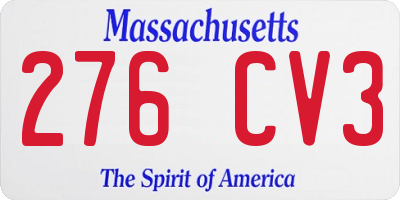 MA license plate 276CV3