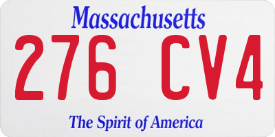 MA license plate 276CV4