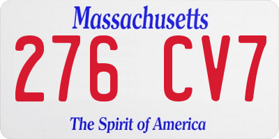 MA license plate 276CV7