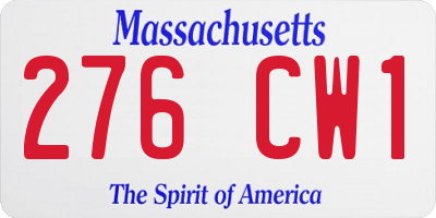MA license plate 276CW1