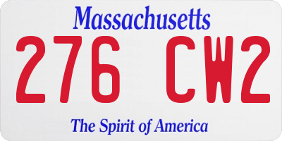 MA license plate 276CW2