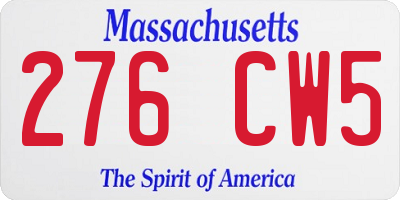 MA license plate 276CW5