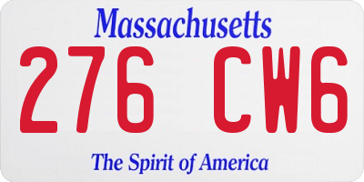 MA license plate 276CW6