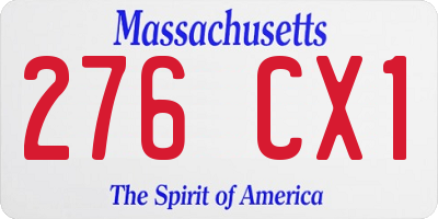 MA license plate 276CX1